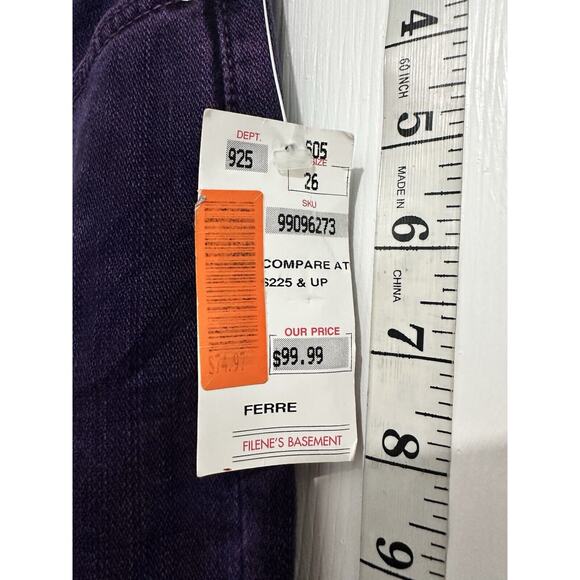 Ferre Purple Embroidered Y2k FILIENES Jeans Size 26x30 Vintage New - Picture 2 of 11